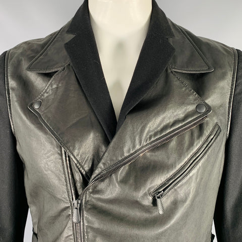 BOTTEGA VENETA Taille 44 Blouson de motard en cachemire et matériaux mélangés noir
