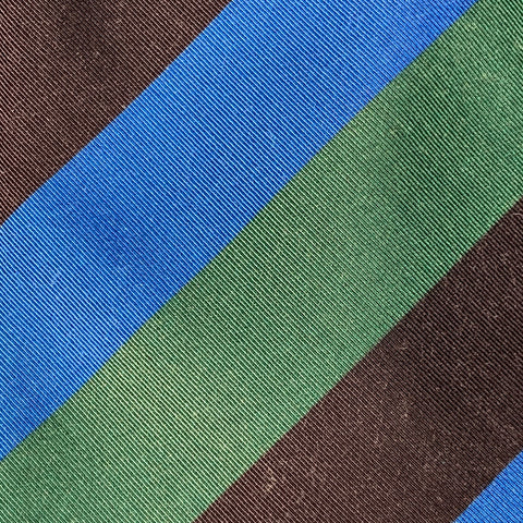 O'CONNELL'S Blue Green Black Diagonal Stripe Silk Wool Tie