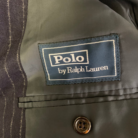 POLO by RALPH LAUREN Chest Size 44 Navy Grey Pinstripe Wool Cashmere 36 30 Suit