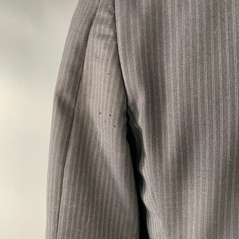 BURBERRY LONDON Size 44 Regular Black Grey Stripe Wool Notch Lapel Suit
