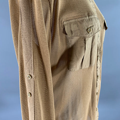 RALPH LAUREN Size S Khaki Brown Cotton Mesh Shirt