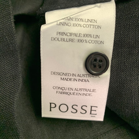 POSSE Size XS Black Linen Boxy Sleeveless Crop Casual Top