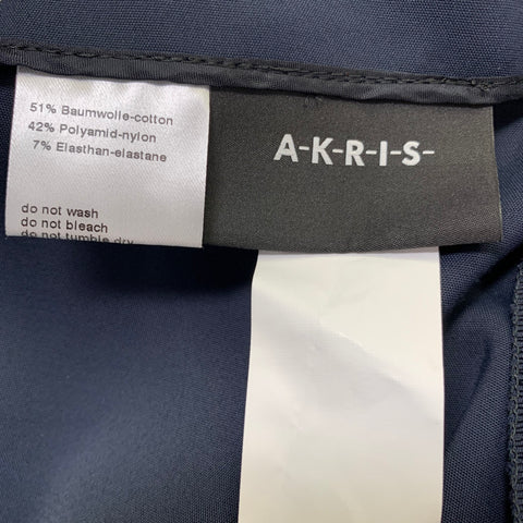 AKRIS Size 12 Navy Cotton Blend Side Zipper Dress Pants