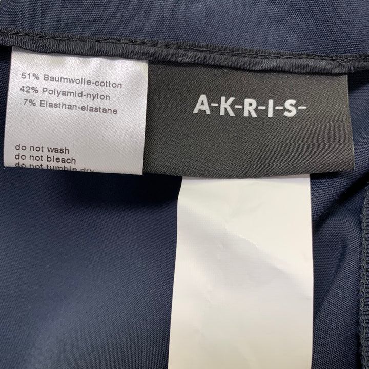 AKRIS Size 12 Navy Cotton Blend Side Zipper Dress Pants