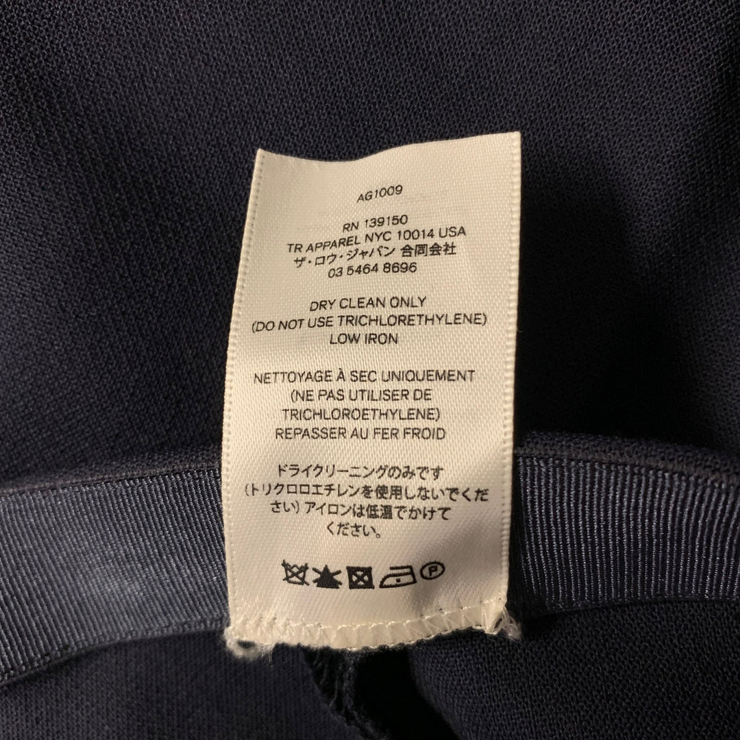 THE ROW Size 14 Navy Wool Elastane Side Zipper Pintuck Pants