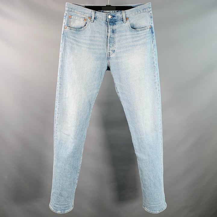 LEVI STRAUSS Size 33 Light Blue Cotton Blend Denim Straight Button Fly Jeans