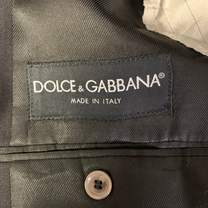DOLCE & GABBANA Size 42 Black Grey Stripe Wool Blend Notch Lapel Sport Coat
