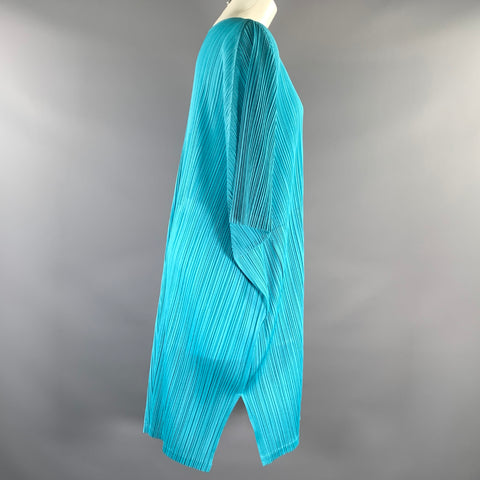 PLEATS PLEASE by ISSEY MIYAKE Size 2 Teal Polyester Pleated Knee Length Dress
