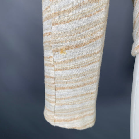 THE VIRIDI-ANNE Size M Khaki White Stripe Cotton Zip Up Hoodie Jacket