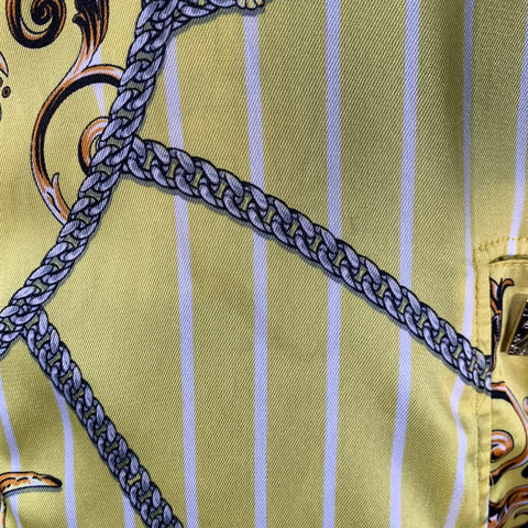 VERSACE COLLECTION Size M Yellow Black Chain Polyester Bomber Jacket