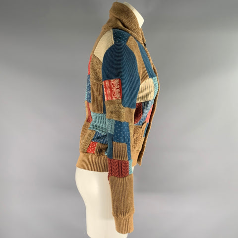 RRL by RALPH LAUREN Size 3 Brown Multi Color Cotton Linen Silk Cardigan Womens