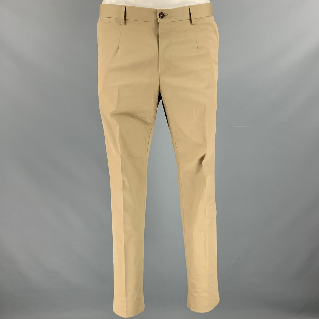 DOLCE & GABBANA Size 34 Khaki Cotton Blend Zip Fly Dress Pants
