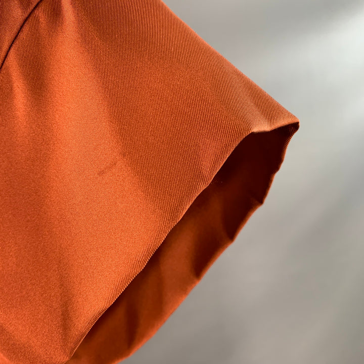 HUGO BOSS Size 4 Brown Copper Silk Ruffled Short Sleeve Blouse