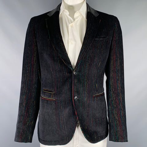 JOHN VARVATOS Taille 42 Veste de sport en velours à rayures multicolores noir