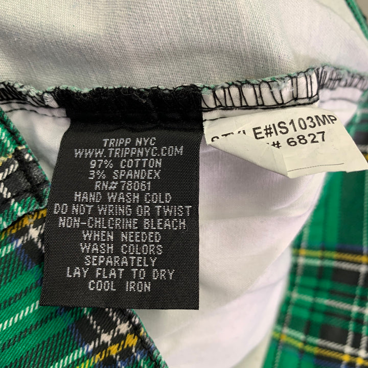 TRIPP Size 32 Green Blue Plaid Wool Bondage Punk Casual Pants