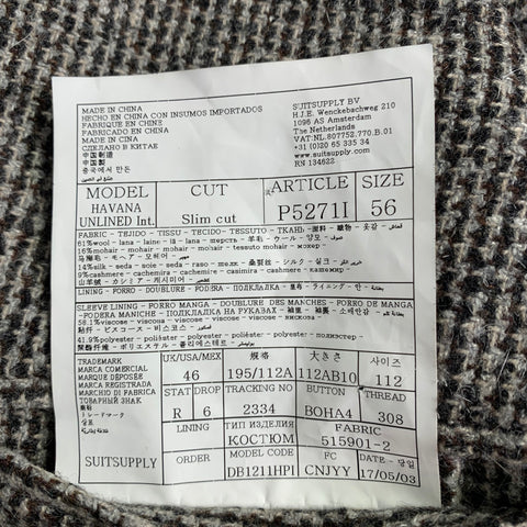 SUIT SUPPLY Size 46 Grey Charcoal Tweed Wool Blend Coat