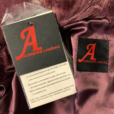 ADRIENNE LANDAU Size L Burgundy Suede Sequined Suede Cape