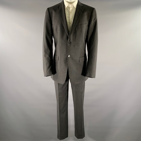 Z ZEGNA Size 44 Grey Black Nailhead Wool Notch Lapel Suit