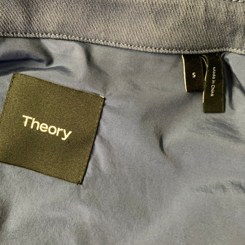 THEORY Chest Size Size S Blue Light Blue Solid Cotton Blend Trucker Jacket
