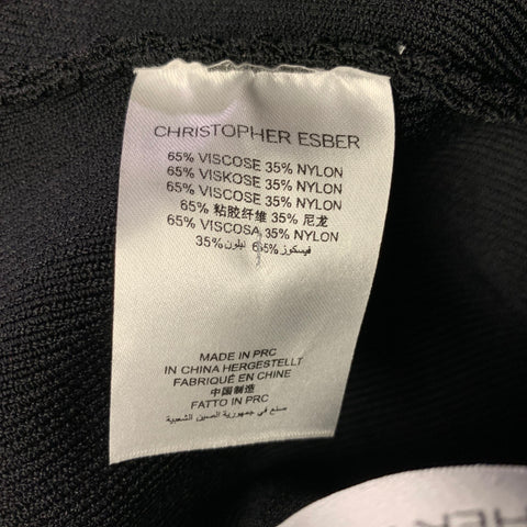 CHRISTOPHER ESBER Size S -Encircled Edge- Black Viscose Blend Ribbed Crop Top