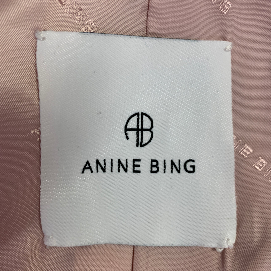 ANINE BING Size XS Pink Silk Peak Lapel Double Breasted Pantsuit