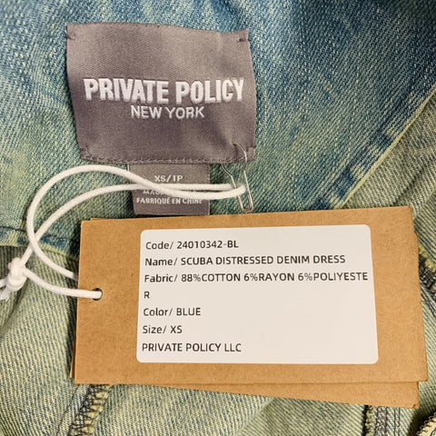 PRIVATE POLICY Size XS Blue Denim Acid Wash Mini Dress