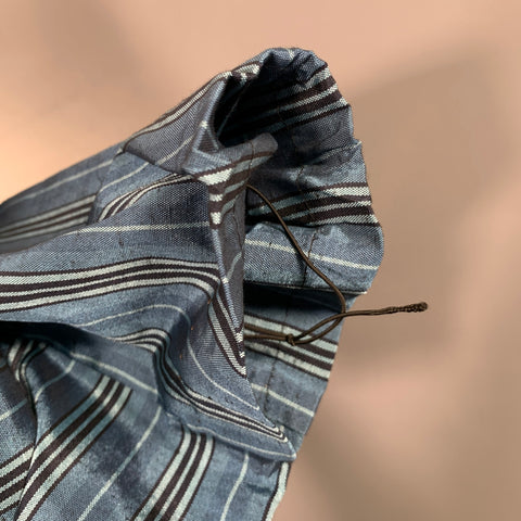 VINTAGE Size L Blue Black Stripe Polyester Blend Dolman Sleeve Cardigan