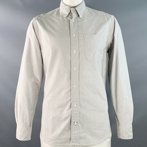 GITMAN BROS VINTAGE Size L Grey Cotton One Pocket Button Down Collar Long Sleeve Shirt