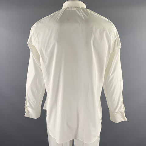 POLO Size XL White Ruffled Cotton Tuxedo Long Sleeve Shirt