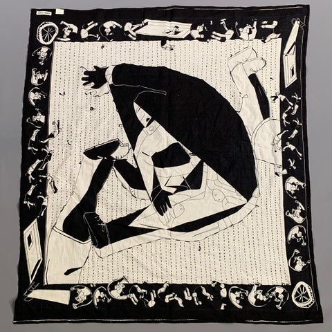 HENRIK VIBSKOV Black White Abstract Cotton Scarf