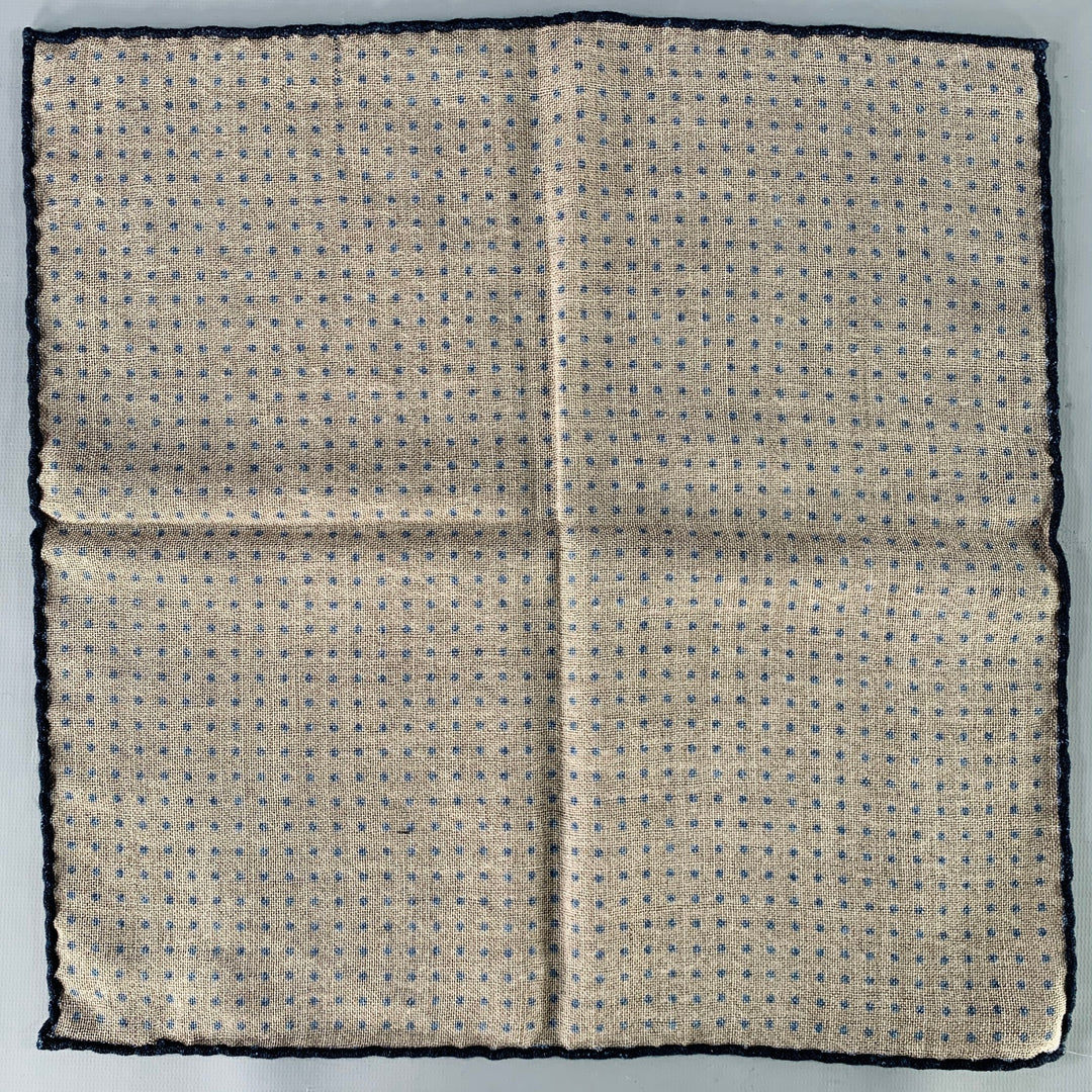BRUNELLO CUCINELLI Brown Navy Polka Dot Pocket Square