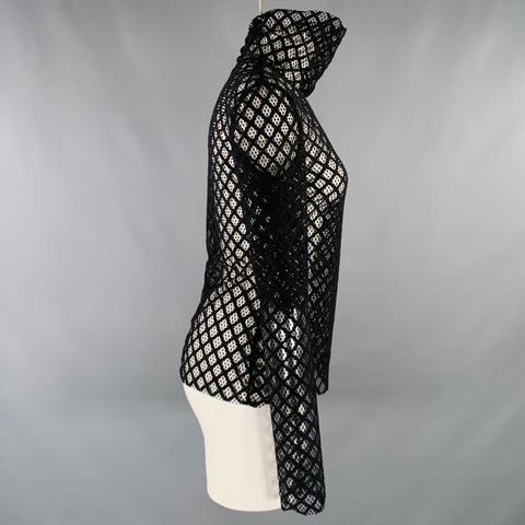 PHILOSOPHY di LORENZO SERAFINI Size 8 Black Polyester Mesh Pullover