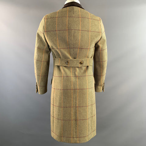 PHINEAS COLE Size 38 Brown Tan Tartan Wool Peacoat Coat