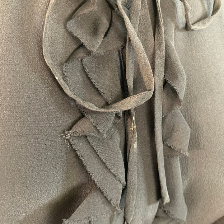 ZADIG & VOLTAIRE Size M Toile Black Silk Ruffled Hidden Buttons Shirt