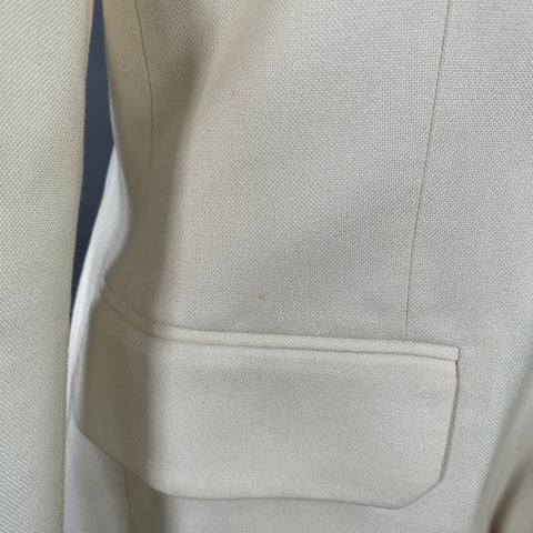 HELMUT LANG Size 8 Cream Viscose Cotton Woven Jacket Blazer