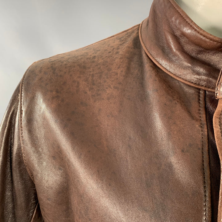 FOG CITY Size 42 Brown Leather Bomber Jacket