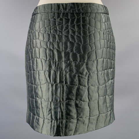 PRADA Size M Grey Polyester Crocodile Mini Skirt