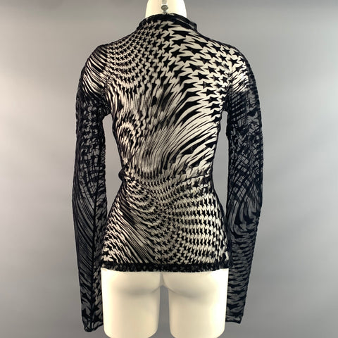 MUGLER Size S Black Stars Sheer Dress Top