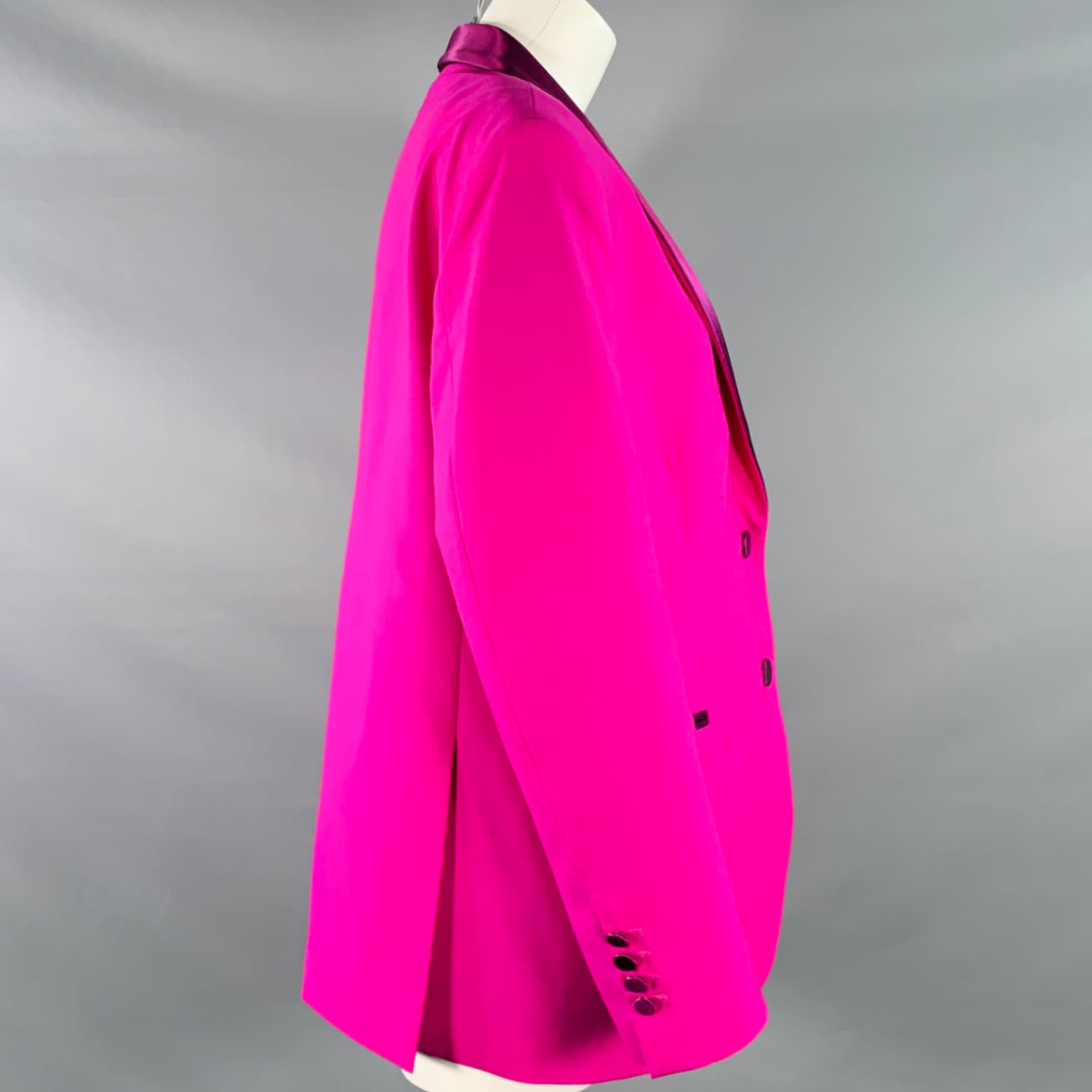 MSGM Size 8 Magenta Wool Blend Shawl Collar Jacket Blazer