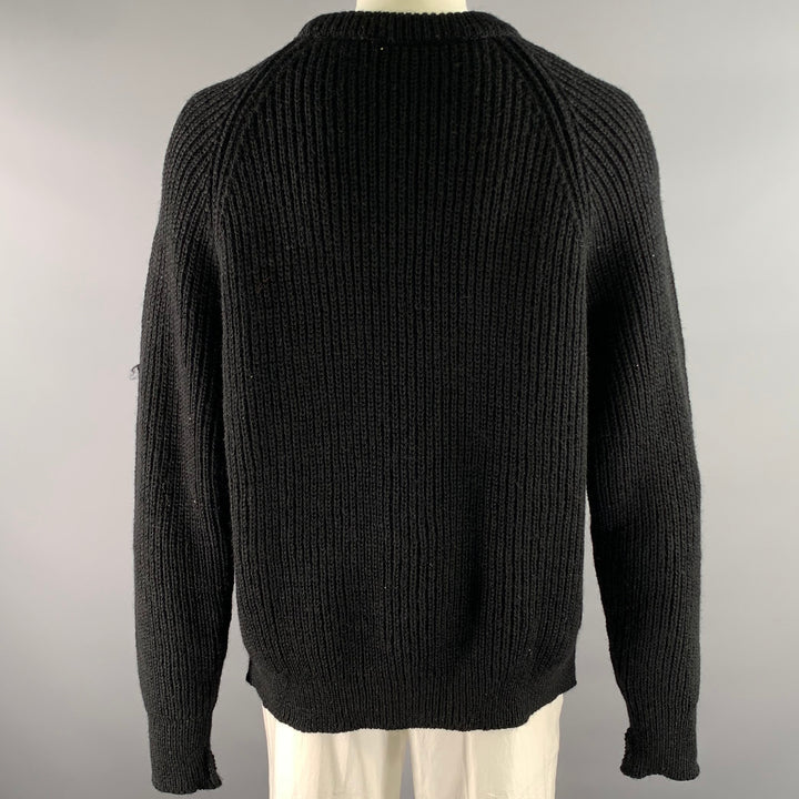 JAMES COWARD Size XL Black Ribbed Wool Raglan Sweater