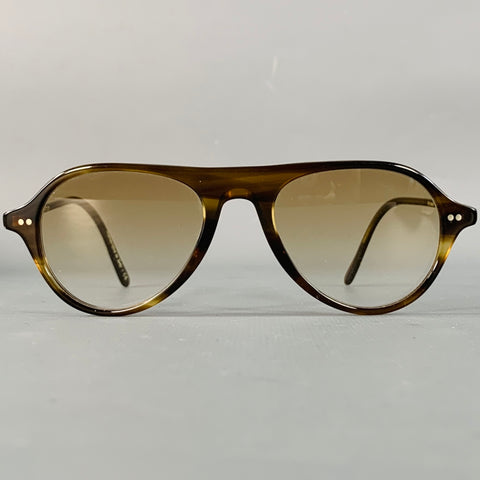 OLIVER PEOPLES Emet Brown Tortoiseshell Acetate Teardrop Sunglasses