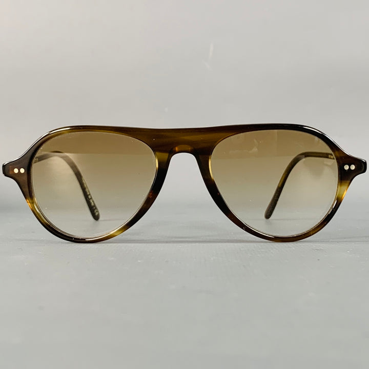 OLIVER PEOPLES Emet Brown Tortoiseshell Acetate Teardrop Sunglasses