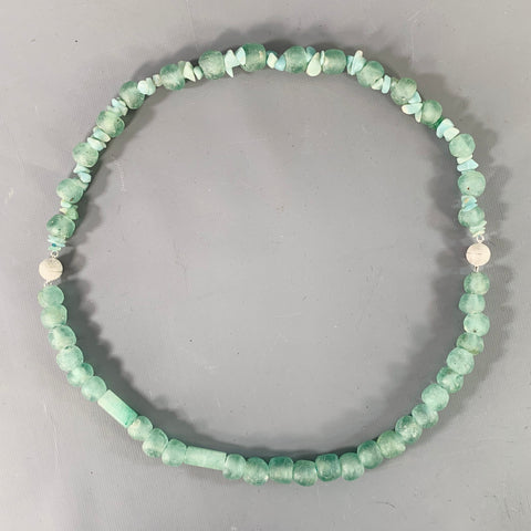 Collier en Verre Sauge Vert VINTAGE