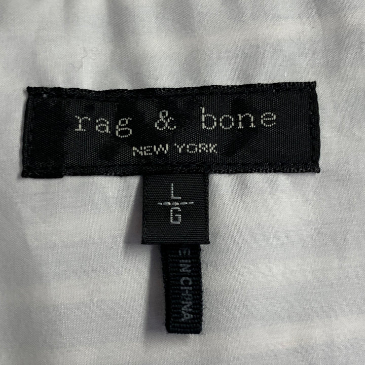 RAG & BONE Size L Blue White Rayon Cotton Stripe One Pocket Shirt