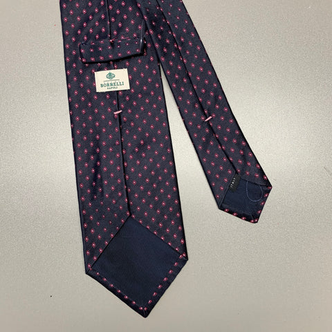 BORRELLI Black Red Geometric Silk Tie