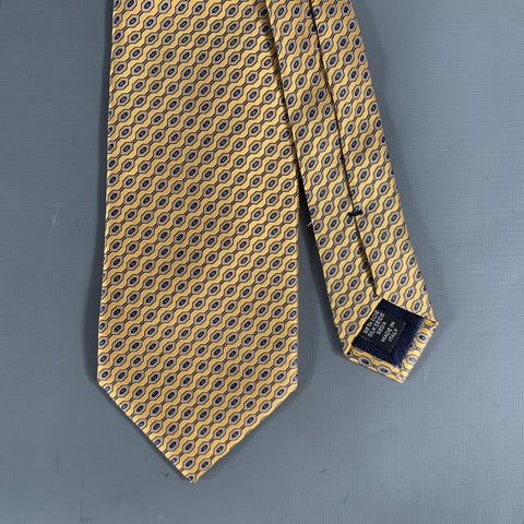 ERMENEGILDO ZEGNA Size Yellow Navy Geometric Silk Tie