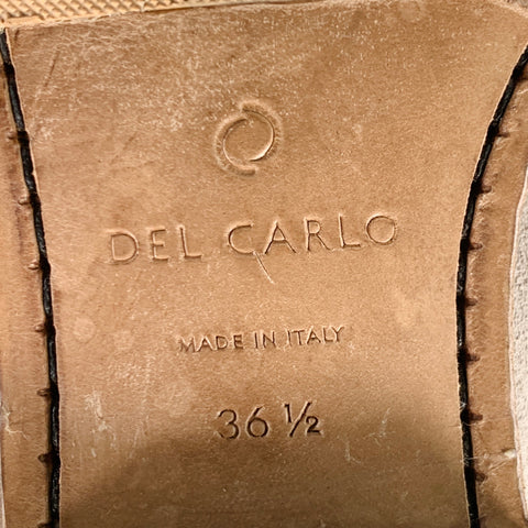 DEL CARLO Size 6.5 Grey Suede Lace-Up Derby Shoes