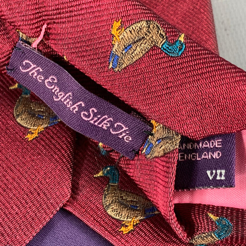 O'CONNELL'S Burgundy Green Ducks Silk Tie