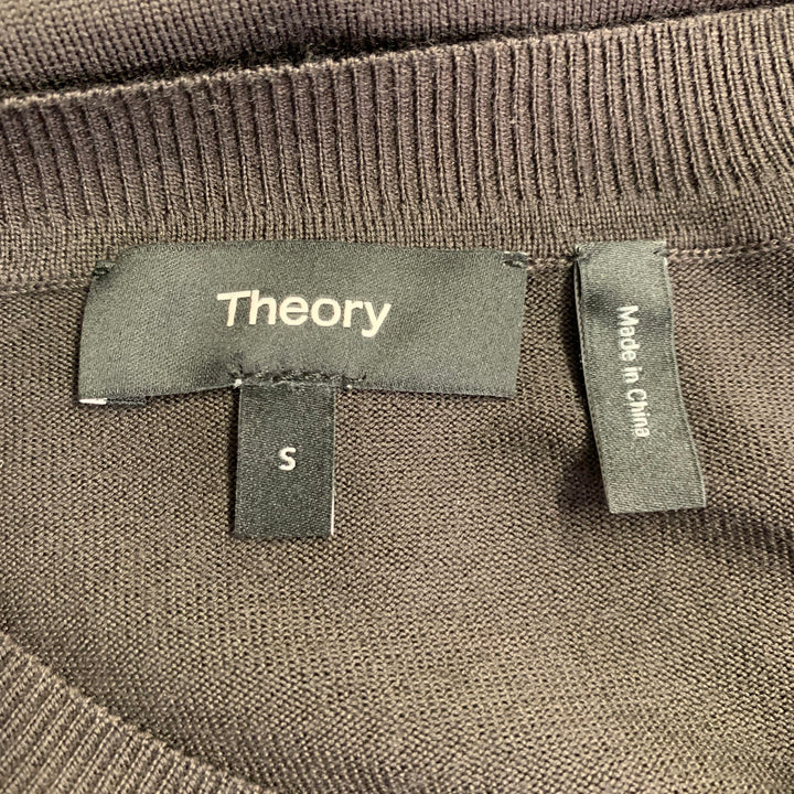 THEORY Size S Brown Wool Jersey Long Sleeve Crew Neck Pullover