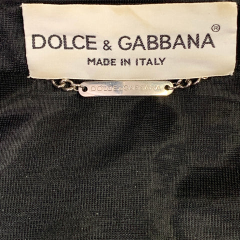 DOLCE & GABBANA Vintage Size 42 Black See Through Polyamide Single Breasted Peak Lapel Suit